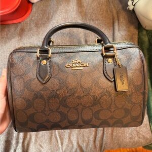 COACH Brown Signature rowan Satchel with feet - discontinued style